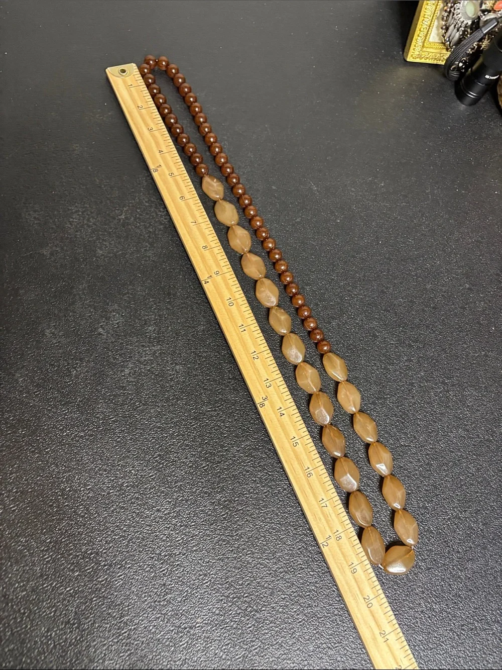 Chunky Acrylic Brown Bead Long Necklace - Women Jewelry